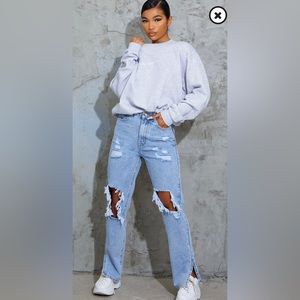 Pretty Little Thing Ripped Split Hem Jeans